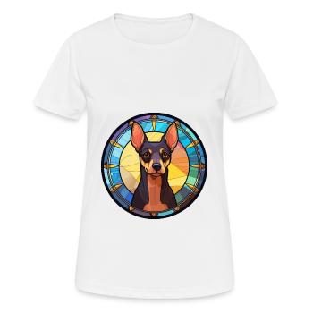 Jouet Manchester Terrier chien race vitrail Col - T-shirt respirant Femme - blanc - Devant - AI Model Female 172 dark (172cm)