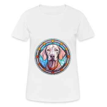 Braque de Weimar chien race vitrail coloré waterc - T-shirt respirant Femme - blanc - Devant - AI Model Female 172 dark (172cm)