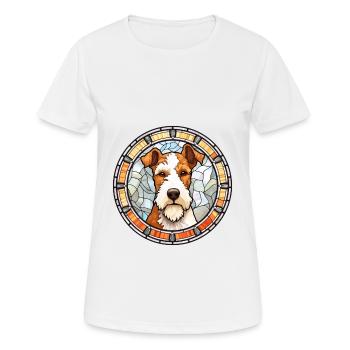 Fil Fox Terrier chien race vitrail coloré - T-shirt respirant Femme - blanc - Devant - AI Model Female 172 dark (172cm)