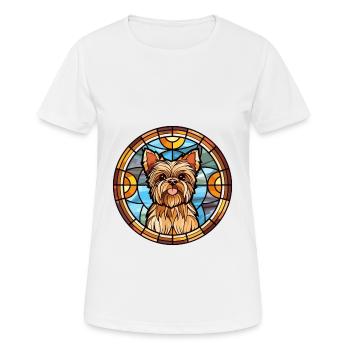 Yorkshire Terrier Dog Breed Stained Glass Colorful - Women's Breathable T-Shirt - white - Front - AI Model Female 172 dark (172cm)
