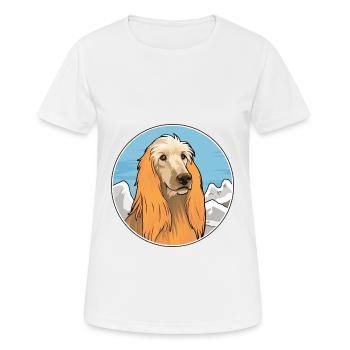 Afghan Hound chien race dessin animé Kawaii aquarelle - T-shirt respirant Femme - blanc - Devant - AI Model Female 172 dark (172cm)