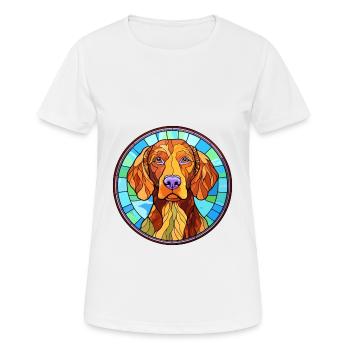 Vizsla chien à poil dur race vitrail coloré - T-shirt respirant Femme - blanc - Devant - AI Model Female 172 dark (172cm)