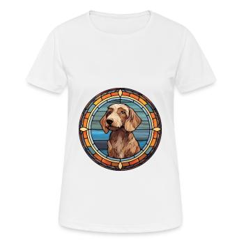 Wirehaired Dachshund Dog Breed Stained Glass Color - Women's Breathable T-Shirt - white - Front - AI Model Female 172 dark (172cm)