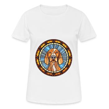 Yugoslavian Hound Dog Breed Stained Glass Colorful - Women's Breathable T-Shirt - white - Front - AI Model Female 172 dark (172cm)