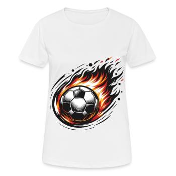 Un ballon de foot en feu - T-shirt respirant Femme - blanc - Devant - AI Model Female 172 dark (172cm)