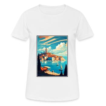 Novigrad Kroatien Vintage Reiseposter Souvenir - Frauen T-Shirt atmungsaktiv - Weiß - Vorne - AI Model Female 172 dark (172cm)