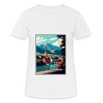 Villach Austria Vintage Travel Poster WPA Souvenir - Women's Breathable T-Shirt - white - Front - AI Model Female 172 dark (172cm)
