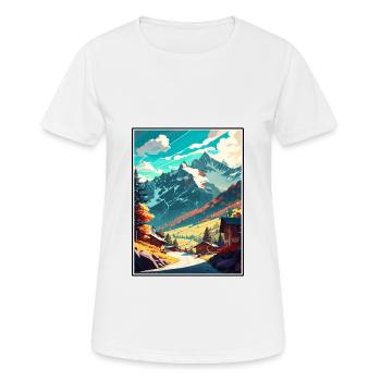 Mayrhofen Österreich Vintage Reiseposter Souvenir - Frauen T-Shirt atmungsaktiv - Weiß - Vorne - AI Model Female 172 dark (172cm)