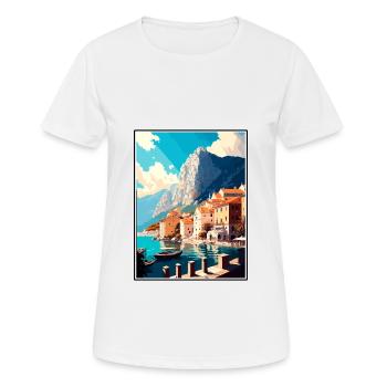 Makarska Kroatien Vintage Reiseposter Souvenir - Frauen T-Shirt atmungsaktiv - Weiß - Vorne - AI Model Female 172 dark (172cm)