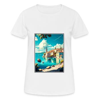 Cres Croatie Vintage voyage affiche WPA Souvenir - T-shirt respirant Femme - blanc - Devant - AI Model Female 172 dark (172cm)