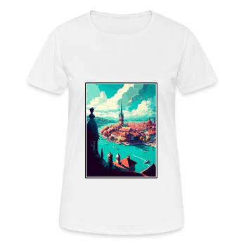 Zürich Schweiz Vintage Reiseposter Souvenir - Frauen T-Shirt atmungsaktiv - Weiß - Vorne - AI Model Female 172 dark (172cm)