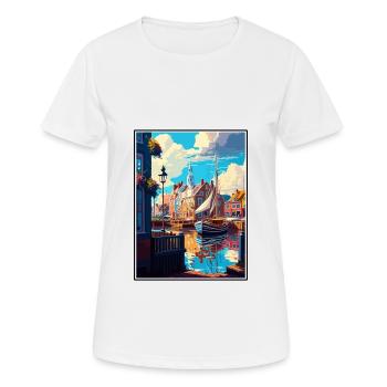 Dordrecht Niederlande Vintage Reiseposter WPA - Frauen T-Shirt atmungsaktiv - Weiß - Vorne - AI Model Female 172 dark (172cm)