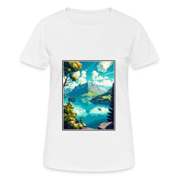 Lac des Quatre-Cantons Suisse Vintage Travel Poster WPA - T-shirt respirant Femme - blanc - Devant - AI Model Female 172 dark (172cm)