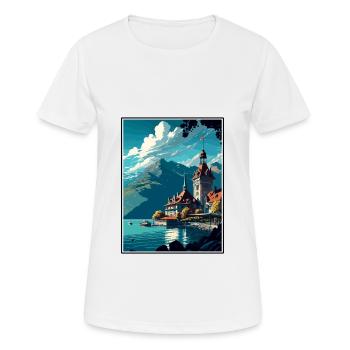 Montreux Schweiz Vintage Reiseposter WPA Kunst - Frauen T-Shirt atmungsaktiv - Weiß - Vorne - AI Model Female 172 dark (172cm)