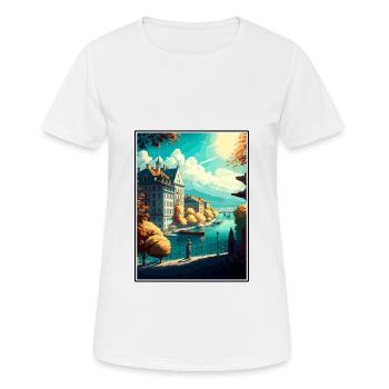 Genève Suisse Vintage voyage affiche Souvenir - T-shirt respirant Femme - blanc - Devant - AI Model Female 172 dark (172cm)