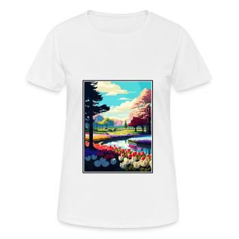 Keukenhof Gardens Niederlande Reiseposter - Frauen T-Shirt atmungsaktiv - Weiß - Vorne - AI Model Female 172 dark (172cm)