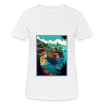 Portofino Italie Vintage voyage affiche WPA Souvenir - T-shirt respirant Femme - blanc - Devant - AI Model Female 172 dark (172cm)