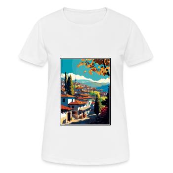 Safranbolu Turkey Vintage Travel Poster Souvenir - Women's Breathable T-Shirt - white - Front - AI Model Female 172 dark (172cm)