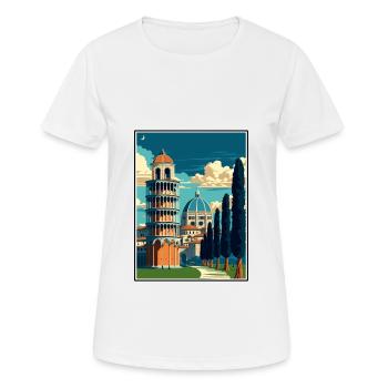 Pisa Italy Vintage Travel Poster WPA Souvenir - Women's Breathable T-Shirt - white - Front - AI Model Female 172 dark (172cm)