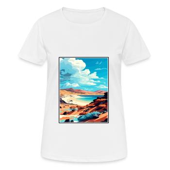 Fuerteventura Spain Vintage Travel Poster Souvenir - Women's Breathable T-Shirt - white - Front - AI Model Female 172 dark (172cm)