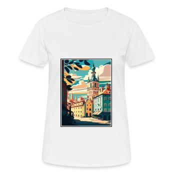 Poznan European Poland Vintage Travel Poster WPA - Women's Breathable T-Shirt - white - Front - AI Model Female 172 dark (172cm)