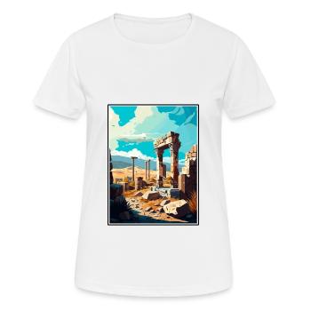 Göbeklitepe Turkey Vintage Travel Poster Souvenir - Women's Breathable T-Shirt - white - Front - AI Model Female 172 dark (172cm)