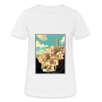 Matera Italy Vintage Travel Poster WPA Souvenir - Women's Breathable T-Shirt - white - Front - AI Model Female 172 dark (172cm)
