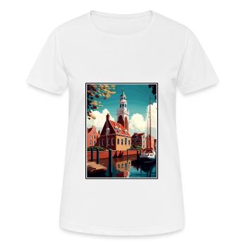 Enkhuizen Netherlands Vintage Travel Poster WPA - Women's Breathable T-Shirt - white - Front - AI Model Female 172 dark (172cm)