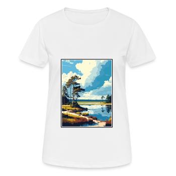 Utrechtse Heuvelrug Netherlands Travel Poster - Women's Breathable T-Shirt - white - Front - AI Model Female 172 dark (172cm)