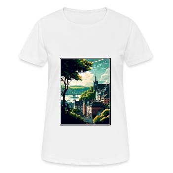 Koblenz Germany Vintage Travel Poster WPA Souvenir - Women's Breathable T-Shirt - white - Front - AI Model Female 172 dark (172cm)