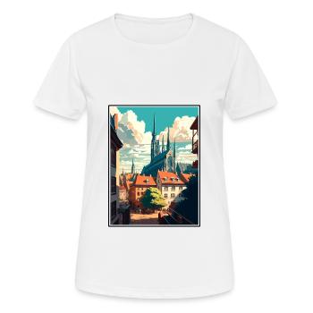 Erfurt Germany Vintage Travel Poster WPA Souvenir - Women's Breathable T-Shirt - white - Front - AI Model Female 172 dark (172cm)