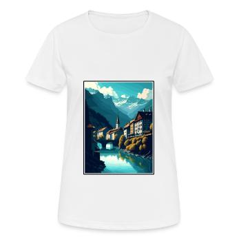 Chur Switzerland Vintage Travel Poster Souvenir - Women's Breathable T-Shirt - white - Front - AI Model Female 172 dark (172cm)