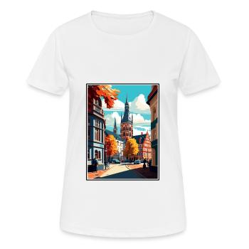 Darmstadt Germany Vintage Travel Poster Souvenir - Women's Breathable T-Shirt - white - Front - AI Model Female 172 dark (172cm)