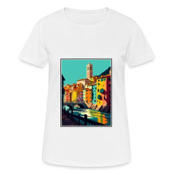 Girona Spain Vintage Travel Poster WPA Souvenir - Women's Breathable T-Shirt - white - Front - AI Model Female 172 dark (172cm)