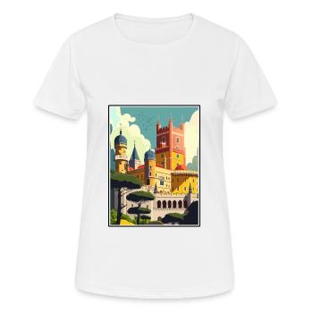 Sintra Portugal Vintage voyage affiche WPA Souvenir - T-shirt respirant Femme - blanc - Devant - AI Model Female 172 dark (172cm)