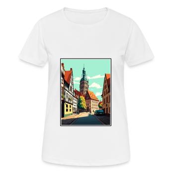 Wittenberg Deutschland Vintage Reiseposter Souvenir - Frauen T-Shirt atmungsaktiv - Weiß - Vorne - AI Model Female 172 dark (172cm)
