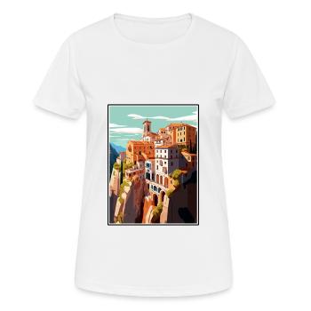 Cuenca Spain Vintage Travel Poster WPA Souvenir - Women's Breathable T-Shirt - white - Front - AI Model Female 172 dark (172cm)