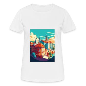 Bratislava Slowakei Vintage Reiseposter Souvenir - Frauen T-Shirt atmungsaktiv - Weiß - Vorne - AI Model Female 172 dark (172cm)
