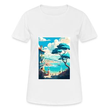 Nice Francescape Vintage Travel Poster Souvenir - Women's Breathable T-Shirt - white - Front - AI Model Female 172 dark (172cm)