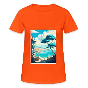 Nice Francescape Vintage Travel Poster Souvenir - Women's Breathable T-Shirt - neon orange - Front - AI Model Female 172 dark (172cm)