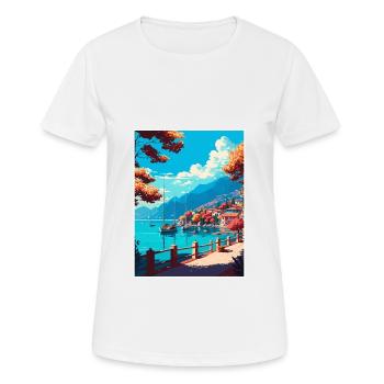 Fethiye Decoration Turkey Vintage Travel Poster - Women's Breathable T-Shirt - white - Front - AI Model Female 172 dark (172cm)