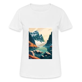 Bodo Norway Norwegian Vestfjorden Travel Poster - Women's Breathable T-Shirt - white - Front - AI Model Female 172 dark (172cm)