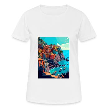 Cinque Terre Italie Décoration Patmos Affiche De Voyage - T-shirt respirant Femme - blanc - Devant - AI Model Female 172 dark (172cm)