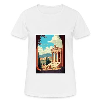 Ephesus Decoration Turkey Vintage Travel Poster - Women's Breathable T-Shirt - white - Front - AI Model Female 172 dark (172cm)