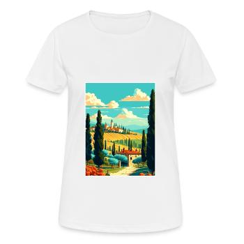 Toscane Italie Décoration Vintage Voyage Affiche WPA - T-shirt respirant Femme - blanc - Devant - AI Model Female 172 dark (172cm)