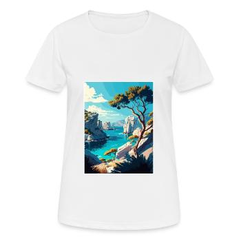Calanques France Decoration Ar Travel Poster - Women's Breathable T-Shirt - white - Front - AI Model Female 172 dark (172cm)
