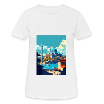 Istanbul Decoration Turkey Vintage Travel Poster - Women's Breathable T-Shirt - white - Front - AI Model Female 172 dark (172cm)