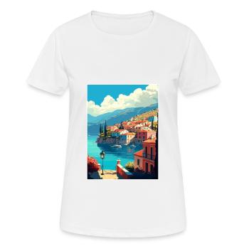 Kefalonia Greece Decoration Vintage Travel Poster - Women's Breathable T-Shirt - white - Front - AI Model Female 172 dark (172cm)