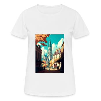 Rouen France Vintage voyage affiche WPA Souvenir - T-shirt respirant Femme - blanc - Devant - AI Model Female 172 dark (172cm)