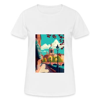 Toulouse Decoration France Vintage Travel Poster - Women's Breathable T-Shirt - white - Front - AI Model Female 172 dark (172cm)